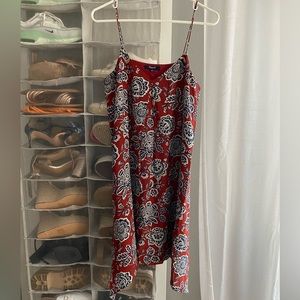 Red Floral Madewell Sun Dress with Pockets